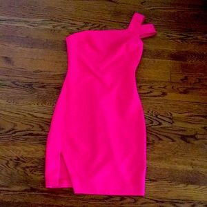 Fuchsia one shoulder cocktail dress